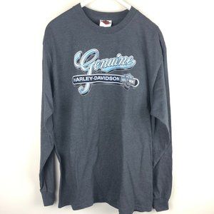Authentic Harley-Davidson Gray Graphic Long Sleeve Shirt Size Large